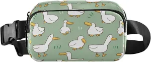 Fanny Pack for Women Men Cartoon Duck Green Belt Waist Pack Bum Bag Wallets for Running Cycling Hiking Travel Workout with Adjustable Strap