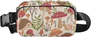 Fanny Pack for Women Men Cute Mushroom Hedgehogs Belt Waist Pack Bum Bag Wallets for Running Cycling Hiking Travel Workout with Adjustable Strap