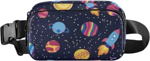 Fanny Pack for Women Men Cute Planets Colorful Rockets Stars Belt Waist Pack Bum Bag Wallets for Running Cycling Hiking Travel Workout with Adjustable Strap