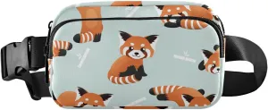 Fanny Pack for Women Men Cute Red Panda Green Plants Belt Waist Pack Bum Bag Wallets for Running Cycling Hiking Travel Workout with Adjustable Strap