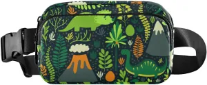 Fanny Pack for Women Men Dinosaurs Floral Tropical Belt Waist Pack Bum Bag Wallets for Running Cycling Hiking Travel Workout with Adjustable Strap