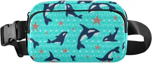 Fanny Pack for Women Men Killer Whale Starfish Bubbles Belt Waist Pack Bum Bag Wallets for Running Cycling Hiking Travel Workout with Adjustable Strap
