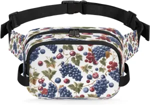Fanny Pack for Women Men Unisex, Fruit Grapes Berry Waist Packs Casual Crossbody Belt Bags with Adjustable Strap for Sports Running Hiking
