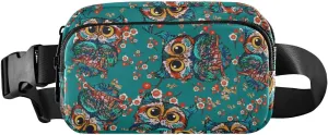 Fanny Pack for Women Men Vintage Owls Floral Belt Waist Pack Bum Bag Wallets for Running Cycling Hiking Travel Workout with Adjustable Strap