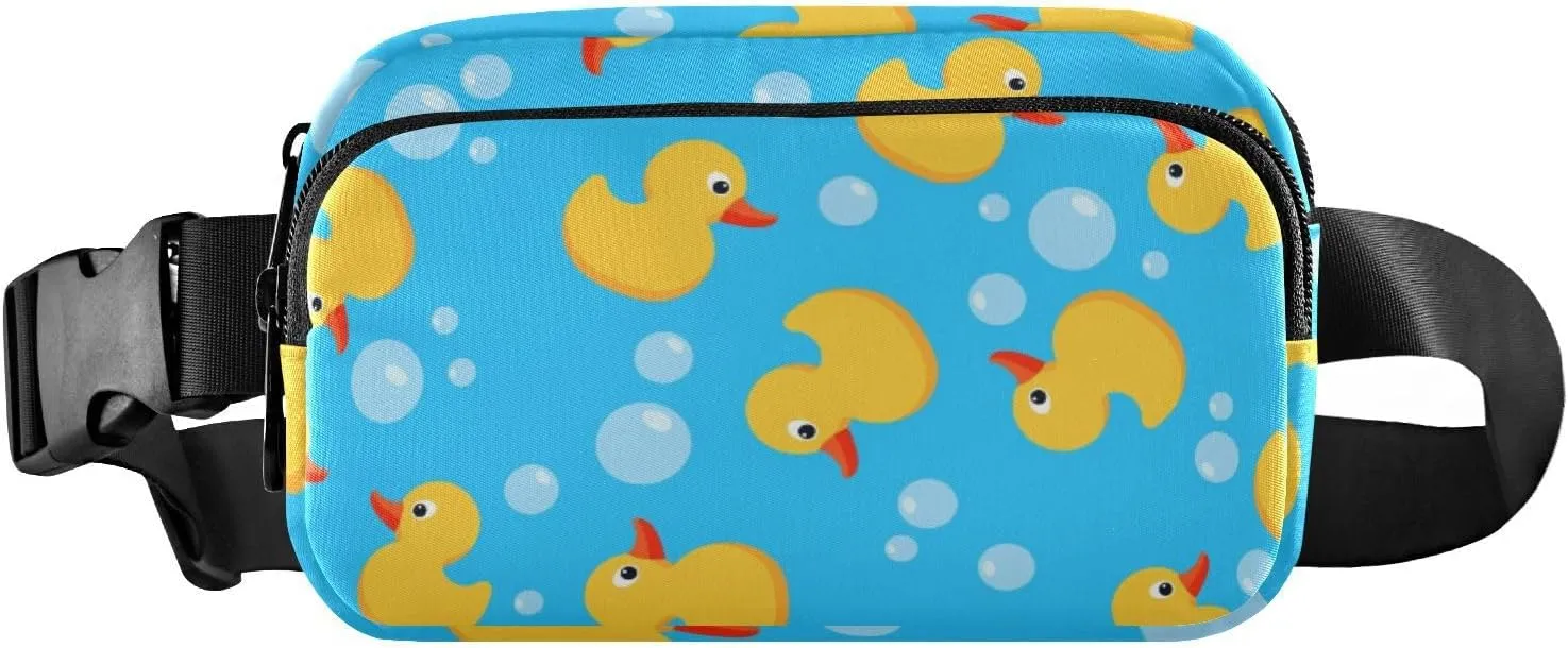 Fanny Pack for Women Men Yellow Duck Bubbles Belt Waist Pack Bum Bag Wallets for Running Cycling Hiking Travel Workout with Adjustable Strap