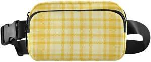 Fanny Pack for Women Men Yellow Tartan Plaid Belt Waist Pack Bum Bag Wallets for Running Cycling Hiking Travel Workout with Adjustable Strap