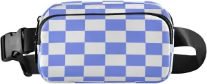 Fanny Packs for Women Men Blue White Checkerboard Belt Bag Waist Pouch Packs Crossbody Bag Running Hiking Fanny Pack Gifts for Girls Boys