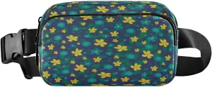 Fanny Packs for Women Men Blue Yellow Flowers Belt Bag Waist Pouch Packs Crossbody Bag Running Hiking Fanny Pack Gifts for Girls Boys