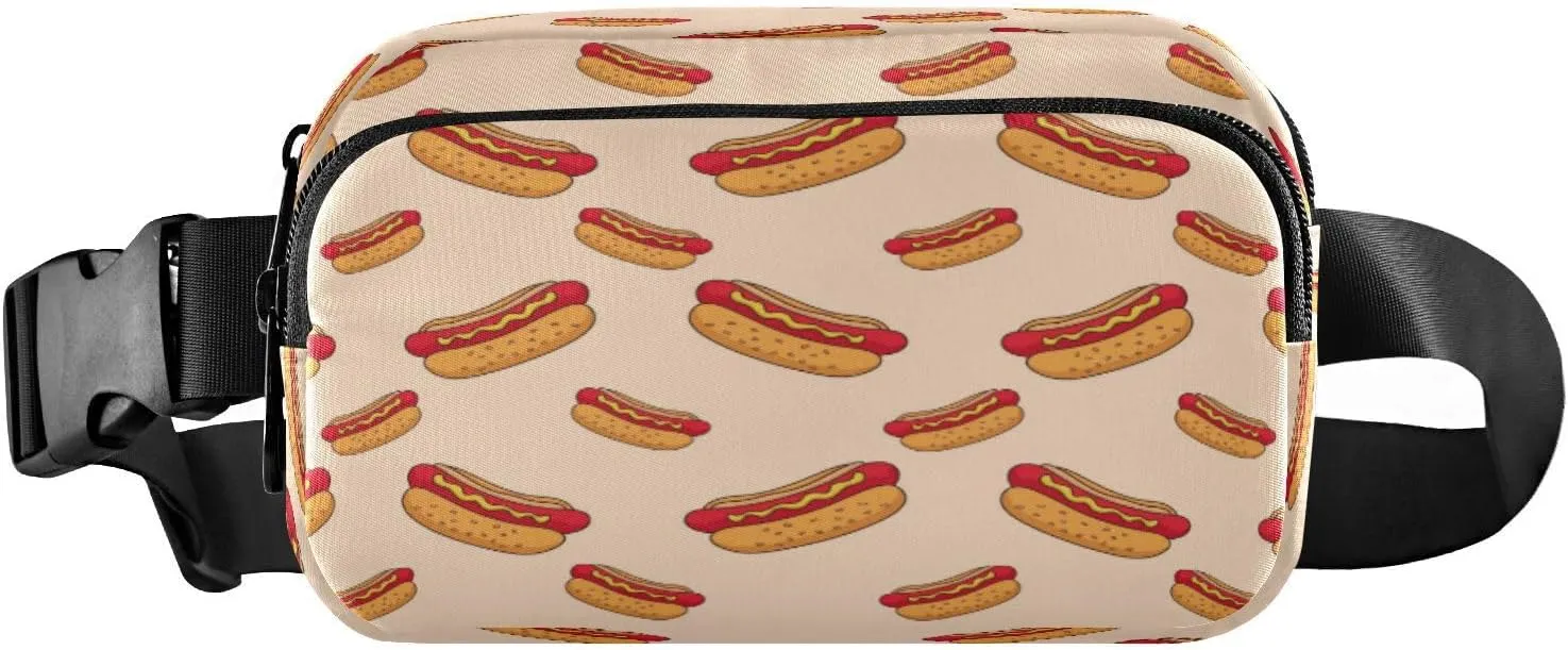 Fanny Packs for Women Men Cartoon Hot Dog Belt Bag Waist Pouch Packs Crossbody Bag Running Hiking Fanny Pack Gifts for Girls Boys