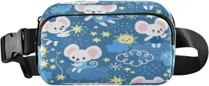 Fanny Packs for Women Men Cartoon Mice Stars Moon Sun Belt Bag Waist Pouch Packs Crossbody Bag Running Hiking Fanny Pack Gifts for Girls Boys