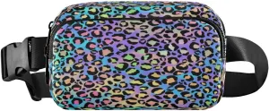 Fanny Packs for Women Men Colorful Sparkling Leopard Belt Bag Waist Pouch Packs Crossbody Bag Running Hiking Fanny Pack Gifts for Girls Boys