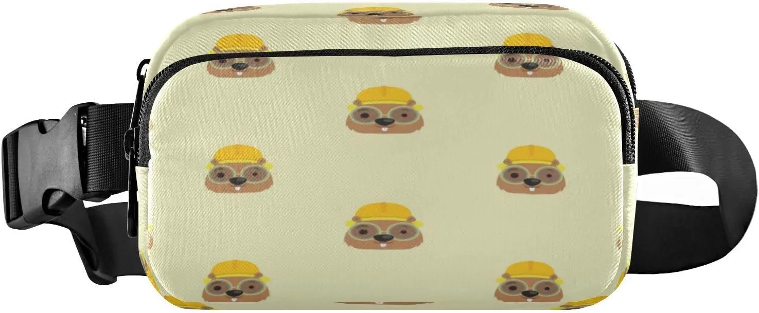 Fanny Packs for Women Men Cute Mole Hat Glasses Belt Bag Waist Pouch Packs Crossbody Bag Running Hiking Fanny Pack Gifts for Girls Boys