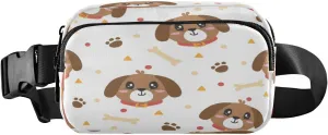 Fanny Packs for Women Men Cute Puppies Dog Paw Bones Belt Bag Waist Pouch Packs Crossbody Bag Running Hiking Fanny Pack Gifts for Girls Boys