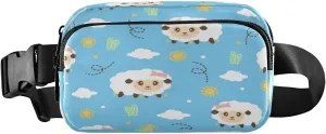 Fanny Packs for Women Men Cute Sheep Sun Cloud Belt Bag Waist Pouch Packs Crossbody Bag Running Hiking Fanny Pack Gifts for Girls Boys