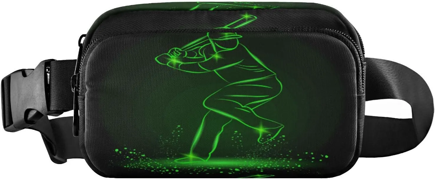 Fanny Packs for Women Men Green Baseball Player Belt Bag Waist Pouch Packs Crossbody Bag Running Hiking Fanny Pack Gifts for Girls Boys