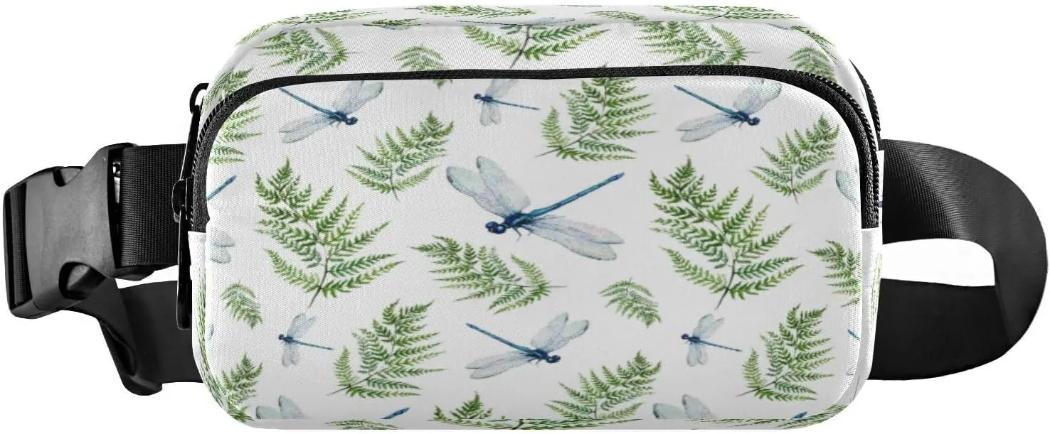 Fanny Packs for Women Men Herb Leaves Dragonfly Belt Bag Waist Pouch Packs Crossbody Bags Running Hiking Fanny Pack for Girls Boys Big Kids