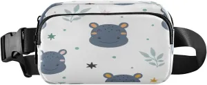 Fanny Packs for Women Men Hippo Leaves Stars Belt Bag Waist Pouch Packs Crossbody Bag Running Hiking Fanny Pack Gifts for Girls Boys