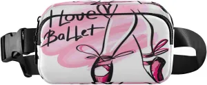 Fanny Packs for Women Men I Love Ballet Belt Bag Waist Pouch Packs Crossbody Bag Running Hiking Fanny Pack Gifts for Girls Boys