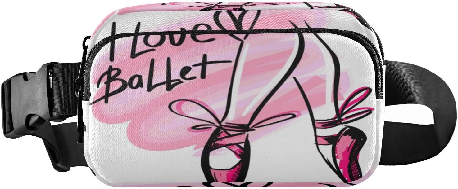 Fanny Packs for Women Men I Love Ballet Belt Bag Waist Pouch Packs Crossbody Bag Running Hiking Fanny Pack Gifts for Girls Boys
