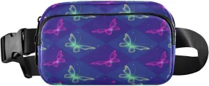Fanny Packs for Women Men Magic Butterflies Plaid Belt Bag Waist Pouch Packs Crossbody Bag Running Hiking Fanny Pack Gifts for Girls Boys
