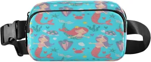 Fanny Packs for Women Men Mermaid Shell Tortoise Crab Belt Bag Waist Pouch Packs Crossbody Bag Running Hiking Fanny Pack Gifts for Girls Boys