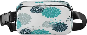 Fanny Packs for Women Men Navy Teal Floral Flowers Belt Bag Waist Pouch Packs Crossbody Bag Running Hiking Fanny Pack Gifts for Girls Boys