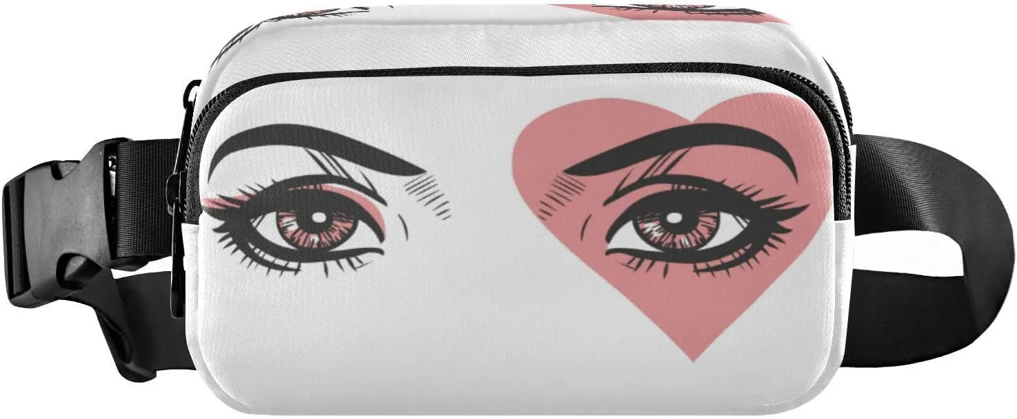 Fanny Packs for Women Men Pink Hearts Women Eyes Belt Bag Waist Pouch Packs Crossbody Bag Running Hiking Fanny Pack Gifts for Girls Boys