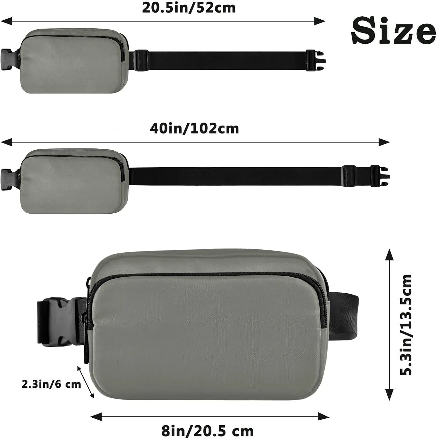 Fanny Packs for Women Men Plain Friar Grey Belt Bag Waist Pouch Packs Crossbody Bag Running Hiking Fanny Pack Gifts for Girls Boys
