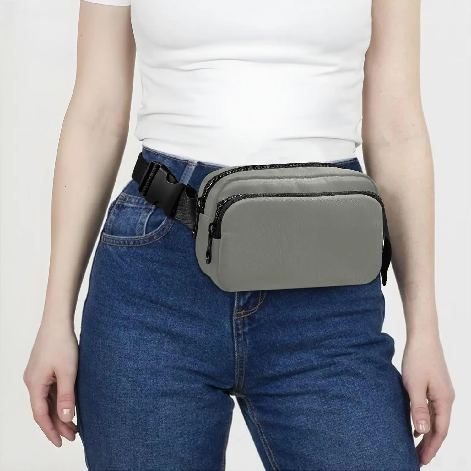 Fanny Packs for Women Men Plain Friar Grey Belt Bag Waist Pouch Packs Crossbody Bag Running Hiking Fanny Pack Gifts for Girls Boys