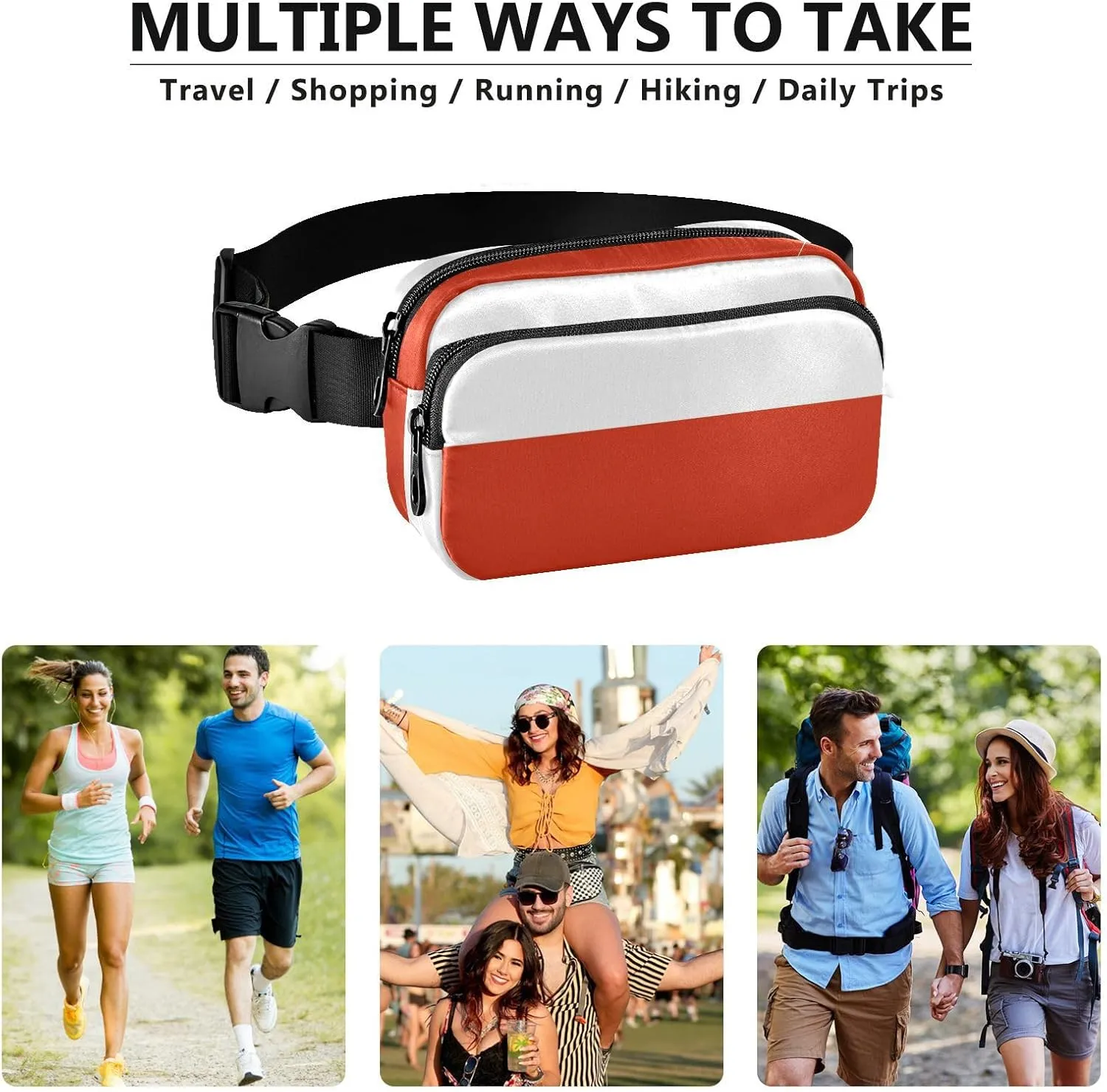 Fanny Packs for Women Men Poland Flag Belt Bag Waist Pouch Packs Crossbody Bag Running Hiking Fanny Pack Gifts for Girls Boys