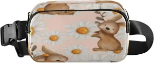 Fanny Packs for Women Men Rabbit Daisy Flower Bunny Belt Bag Waist Pouch Packs Crossbody Bag Running Hiking Fanny Pack Gifts for Girls Boys