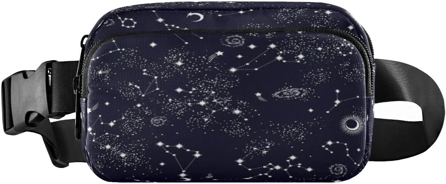 Fanny Packs for Women Men Space Galaxy Cloud Star Belt Bag Waist Pouch Packs Constellation Moon Stars Crossbody Bag Running Hiking Fanny Pack Gifts for Girls Boys