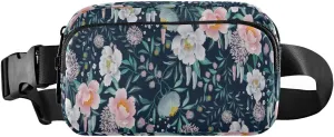 Fanny Packs for Women Men Spring Wild Floral Belt Bag Waist Pouch Packs Flowers Rose Bumbag Crossbody Bag Running Hiking Fanny Pack Gifts for Girls Boys