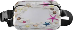 Fanny Packs for Women Men Summer Sea Cockleshells Stars Belt Bag Waist Pouch Packs Seashell Starfish Crossbody Bag Running Hiking Fanny Pack Gifts for Girls Boys