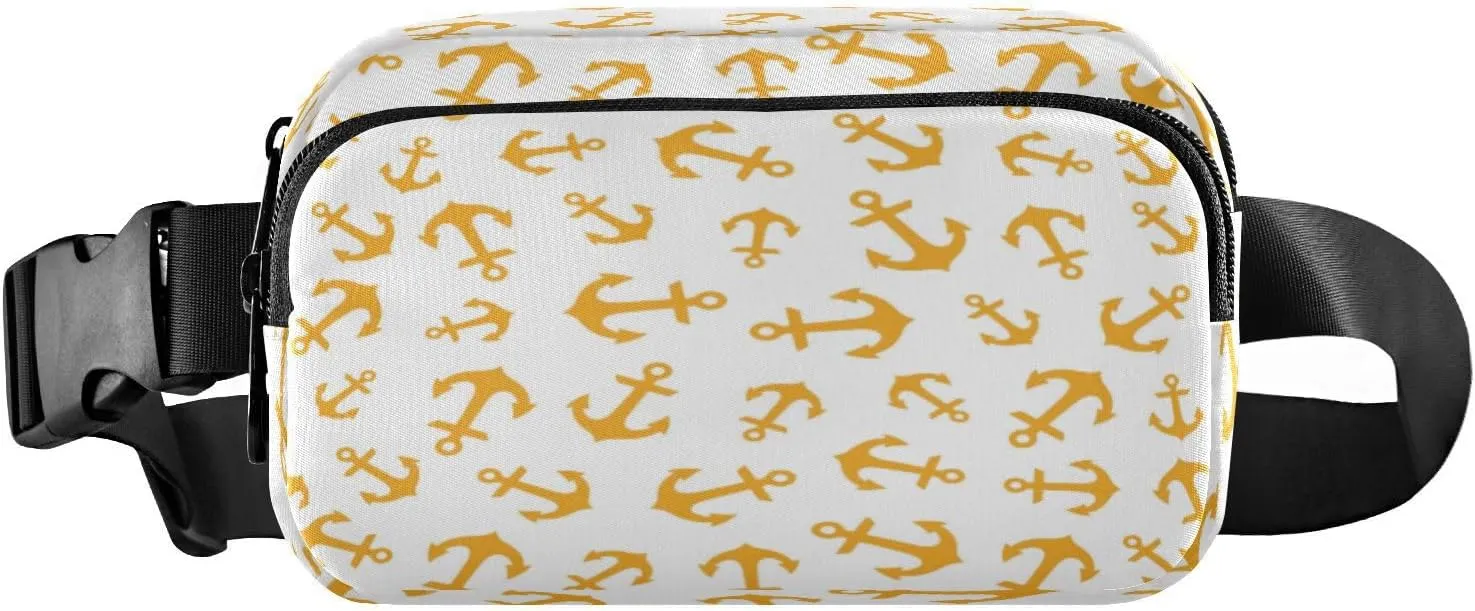 Fanny Packs for Women Men Yellow Anchors Belt Bag Waist Pouch Packs Crossbody Bag Running Hiking Fanny Pack Gifts for Girls Boys