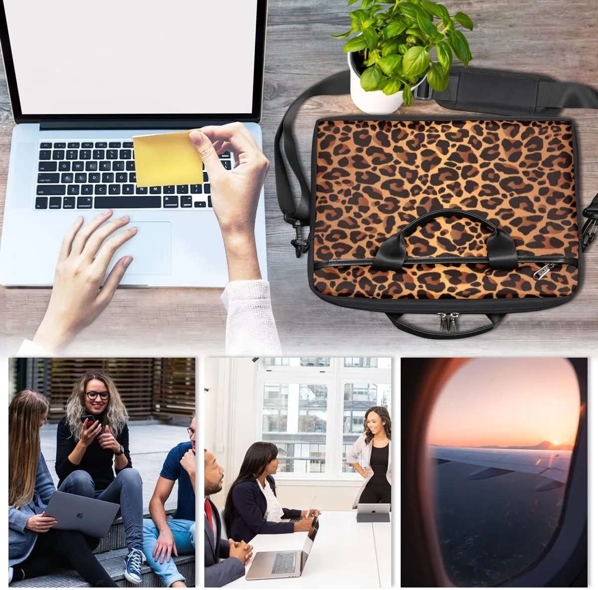Farmhouse Roosters Laptop Shoulder Messenger Bag Waterproof Laptop Briefcase Handle Padded Strap
