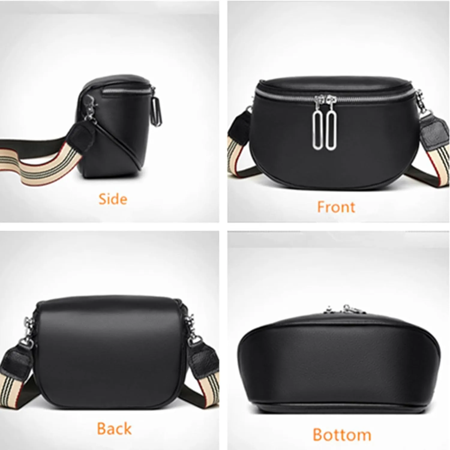Fashion leather women's bag, saddle bag, casual chest bag, simple shoulder crossbody bag (3 colors optional)