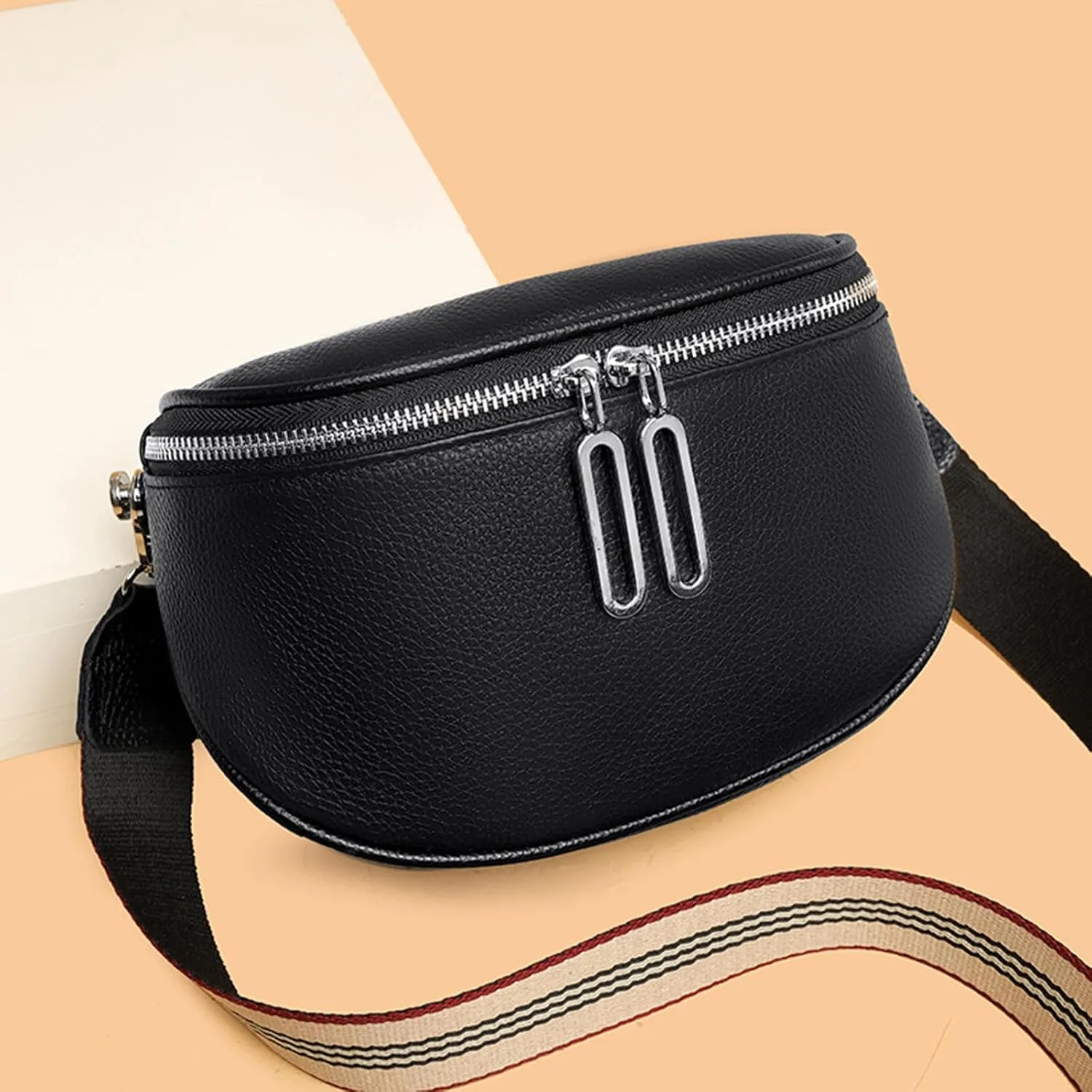 Fashion leather women's bag, saddle bag, casual chest bag, simple shoulder crossbody bag (3 colors optional)