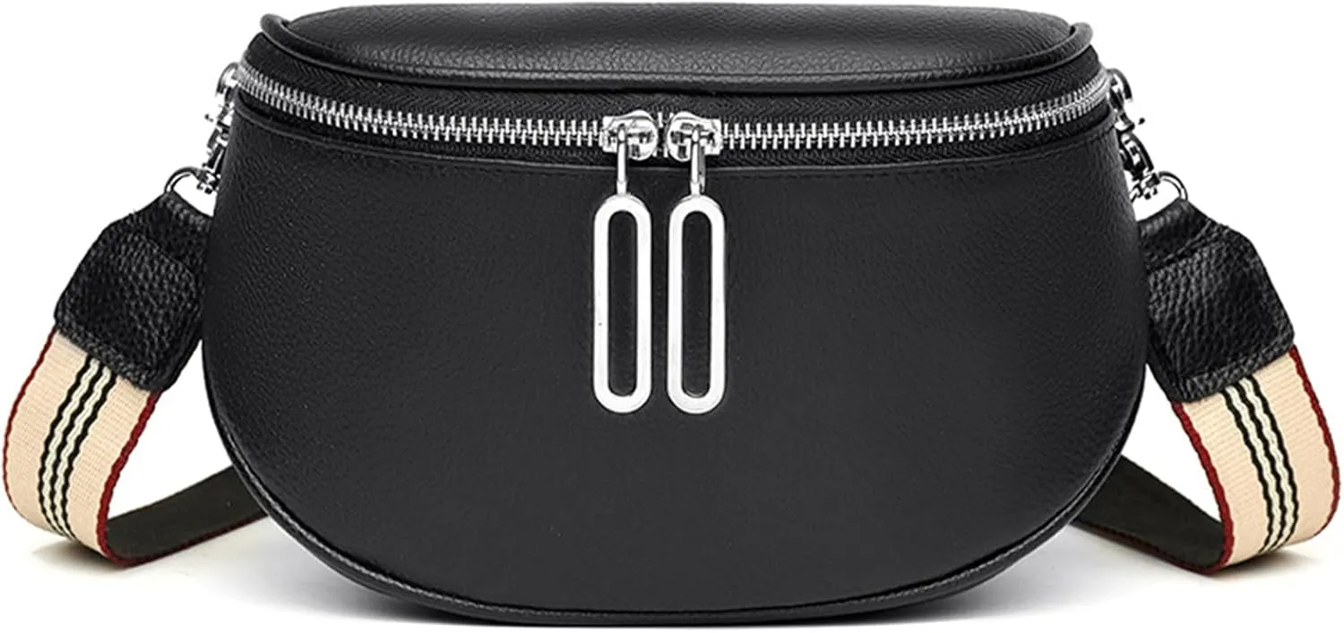 Fashion leather women's bag, saddle bag, casual chest bag, simple shoulder crossbody bag (3 colors optional)