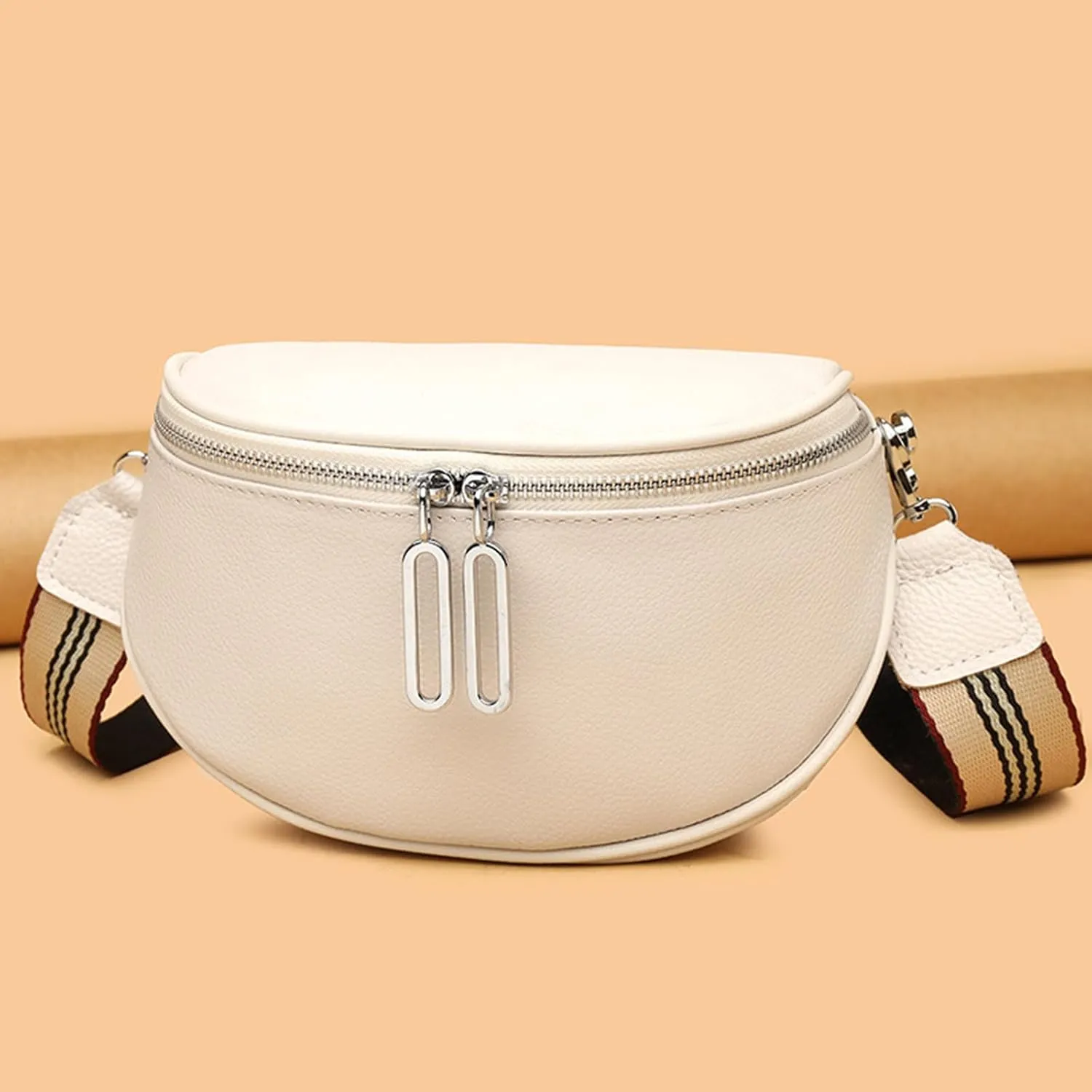 Fashion leather women's bag, saddle bag, casual chest bag, simple shoulder crossbody bag (3 colors optional)