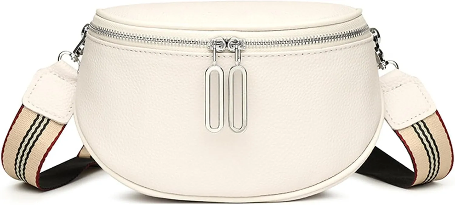 Fashion leather women's bag, saddle bag, casual chest bag, simple shoulder crossbody bag (3 colors optional)