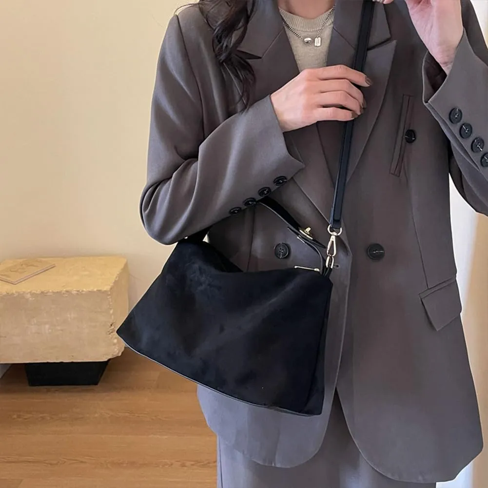 Faux Suede Tote & Crossbody Bags for Women - Trendy Slouchy Handbags for Fall & Winter