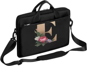 Floral D Letter Laptop Shoulder Messenger Bag Waterproof Laptop Briefcase with Handle and Padded Strap Case Sleeve