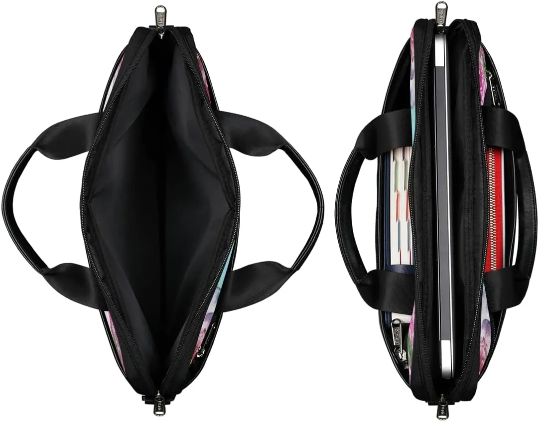 Floral Flower Skull Laptop Shoulder Messenger Bag Waterproof Laptop Briefcase Handle Padded Strap