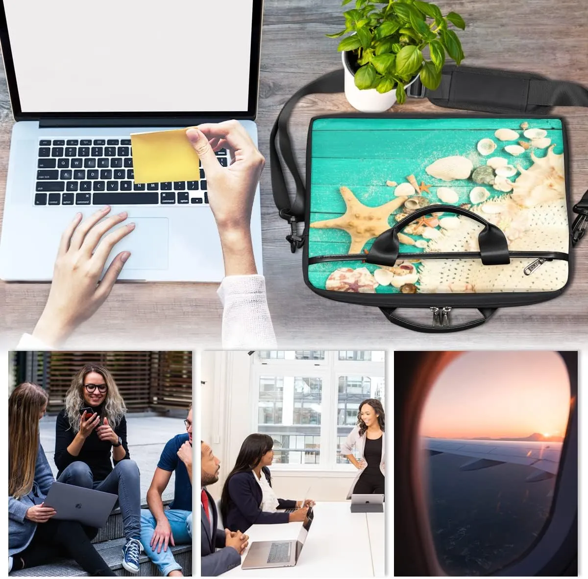 Floral Flower Sunflower Laptop Shoulder Messenger Bag Waterproof Laptop Briefcase with Handle and Padded Strap Case Sleeve