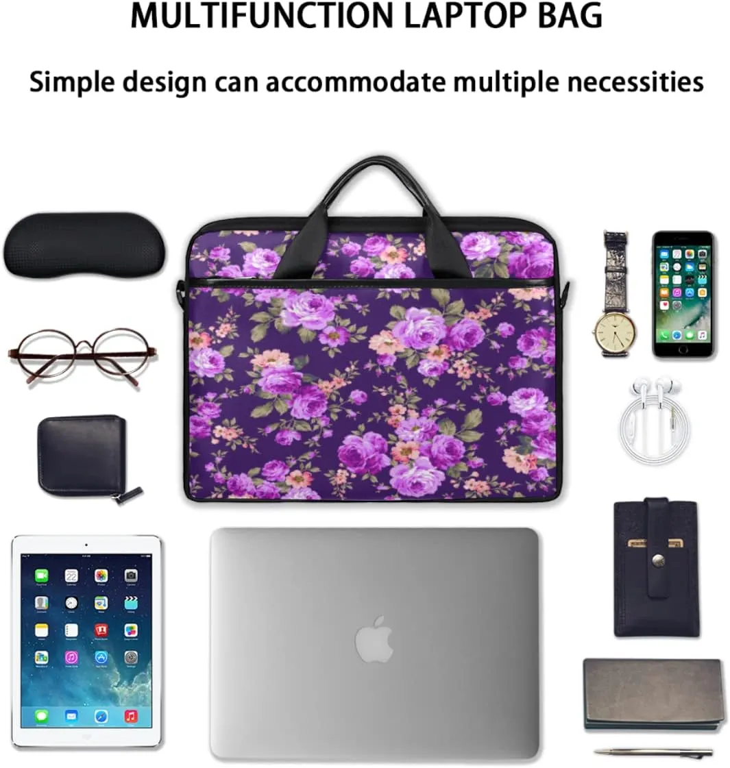 Floral Flower Sunflower Laptop Shoulder Messenger Bag Waterproof Laptop Briefcase with Handle and Padded Strap Case Sleeve