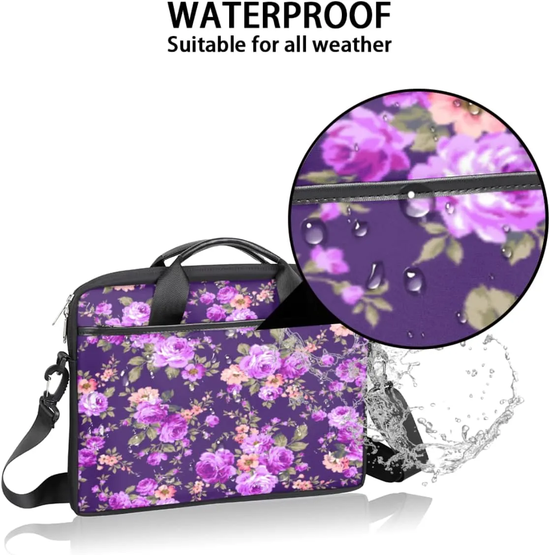 Floral Flower Sunflower Laptop Shoulder Messenger Bag Waterproof Laptop Briefcase with Handle and Padded Strap Case Sleeve