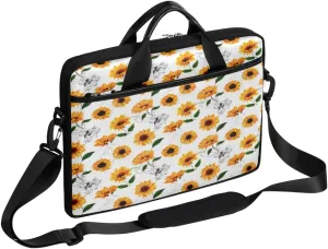 Floral Flower Sunflower Laptop Shoulder Messenger Bag Waterproof Laptop Briefcase with Handle and Padded Strap Case Sleeve