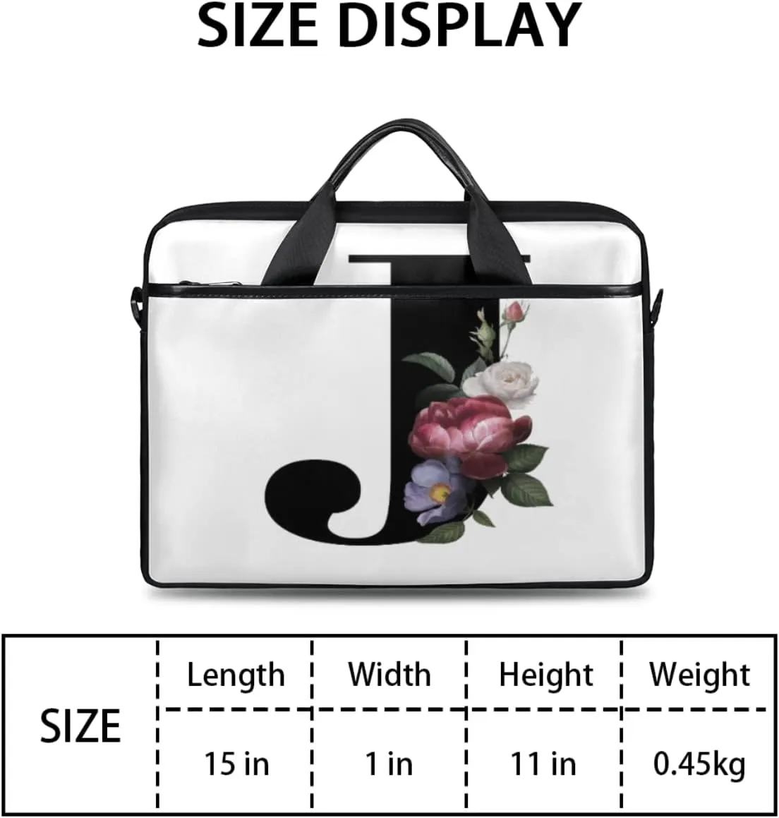 Floral H Letter Laptop Shoulder Messenger Bag Waterproof Laptop Briefcase with Handle and Padded Strap Case Sleeve