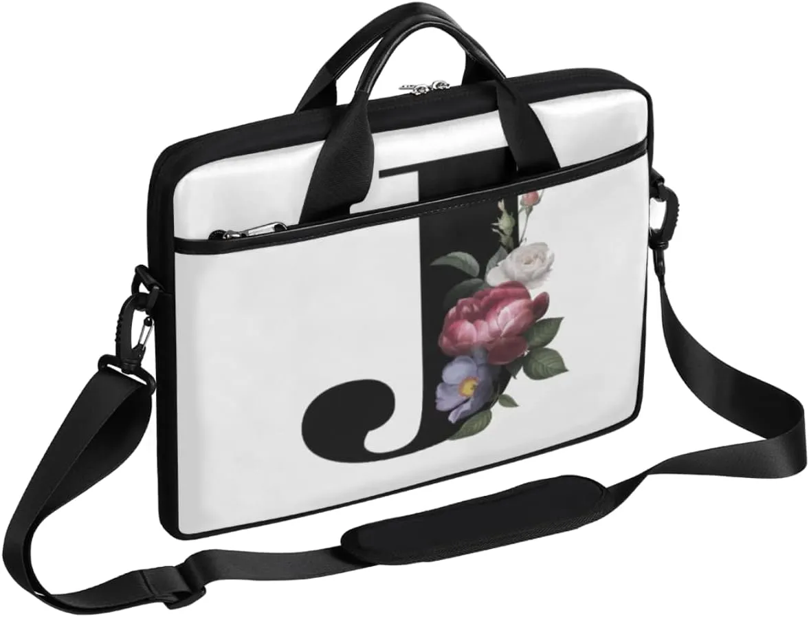 Floral H Letter Laptop Shoulder Messenger Bag Waterproof Laptop Briefcase with Handle and Padded Strap Case Sleeve